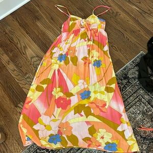 Billabong Tie Front Floral Midi Dress - Small